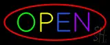 Multi Open with Red Oval Border LED Neon Sign