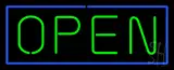 Open - Horizontal Green Letters with Blue Border LED Neon Sign