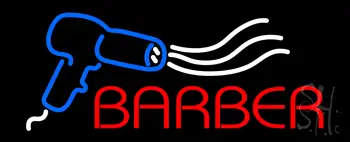 Barber with Dryer Logo Neon Sign