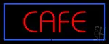 Red Cafe with Blue Border LED Neon Sign