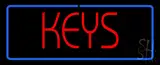 Red Keys Blue Border LED Neon Sign