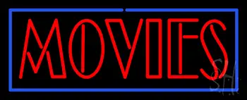 Red Movies with Blue Border Neon Sign