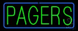 Green Pagers Blue Border LED Neon Sign