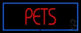 Red Pets Blue Border LED Neon Sign