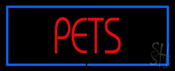 Red Pets Blue Border LED Neon Sign
