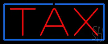 Red Tax Blue Border Neon Sign