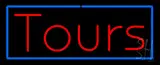 Red Tours Blue Border Neon Sign