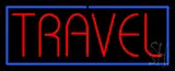 Red Travel Blue Border Neon Sign