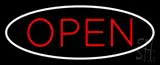 Open Oval White Red LED Neon Sign
