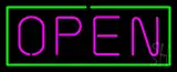 Open - Horizontal Pink Letters with Green Border LED Neon Sign