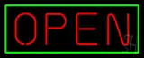 Open - Horizontal Red Letters with Green Border LED Neon Sign
