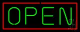 Open - Horizontal Green Letters with Red Border LED Neon Sign