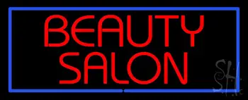 Red Beauty Salon with Blue Border LED Neon Sign
