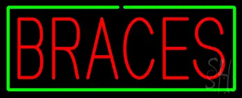 Red Braces Green Border Neon Sign