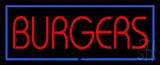 Red Burgers with Blue Border LED Neon Sign