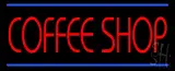 Red Coffee Shop Blue Lines LED Neon Sign
