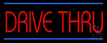Red Drive Thru Blue Lines LED Neon Sign