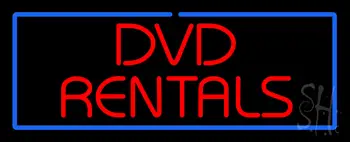 Red DVD Rentals Blue Border LED Neon Sign