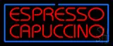 Red Espresso Cappuccino with Blue Border LED Neon Sign