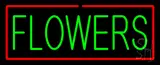 Green Flowers Red Border Neon Sign