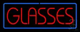 Red Glasses Blue Border LED Neon Sign
