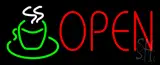 Open Coffee Cup Logo Neon Sign