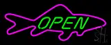 Open Purple Finned Fish LED Neon Sign