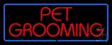 Red Pet Grooming Blue Border LED Neon Sign