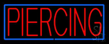 Red Piercing Blue Border Neon Sign