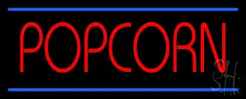 Red Popcorn Blue Lines LED Neon Sign