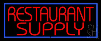 Red Restaurant Supply with Blue Border LED Neon Sign