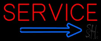 Red Service Blue Arrow Neon Sign