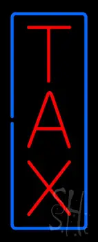 Vertical Red Tax Blue Border Neon Sign