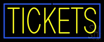 Yellow Tickets Blue Border Neon Sign