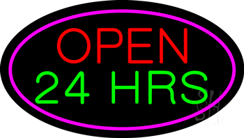 Open 24 hrs Animated LED Neon Sign
