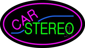 Oval Car Stereo with Pink Border LED Neon Sign