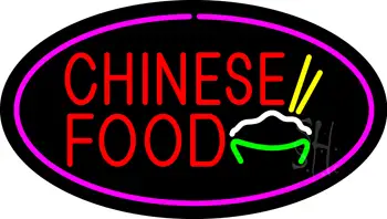 Chinese Food Logo Oval Pink LED Neon Sign