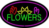 Oval Green Flowers Logo with Pink Border LED Neon Sign
