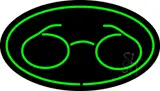 Glasses Logo Oval Green LED Neon Sign