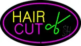 Hair Cut Logo Oval Pink LED Neon Sign
