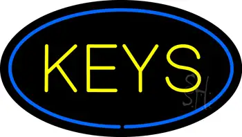 Keys Oval Blue LED Neon Sign