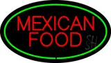 Red Mexican Food Oval Green LED Neon Sign
