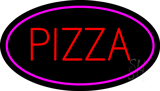 Red Oval Pizza Pink Border Animated LED Neon Sign