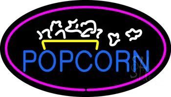 Popcorn Logo Purple Oval LED Neon Sign