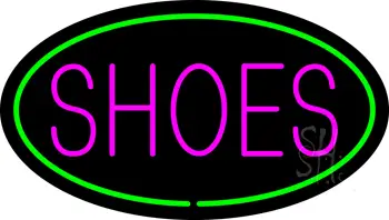Shoes Oval Green LED Neon Sign