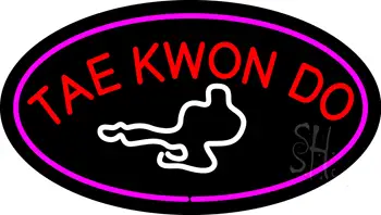 Tae Kwon Do Logo Oval Purple LED Neon Sign