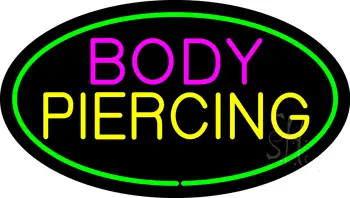 Oval Pink Body Green Piercing LED Neon Sign