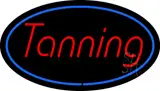 Tanning Oval Blue Border LED Neon Sign