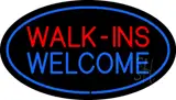 Oval Walk Ins Welcome Blue Border LED Neon Sign