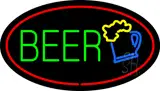 Beer Logo Oval Red LED Neon Sign